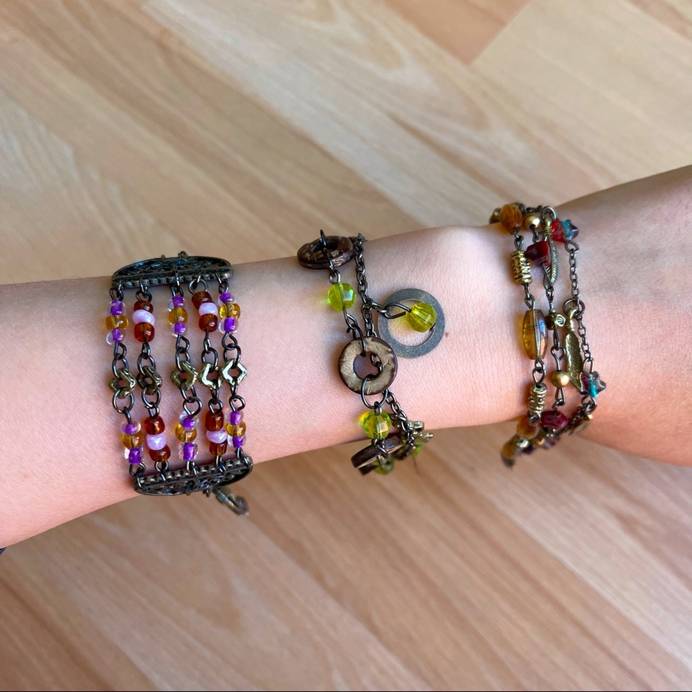 Lot of 3 bronze coloured bracelets